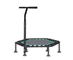 SYLTL Cama Elástica Plegable,40 Pulgadas Mini Trampolín Fitness, Interior/Exterior Plegable Cama Elástica Infantil con Ajustable Asa, Portátil Trampolín De Jardín 200 Libras De Carga,Verde