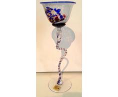 Candelabro para bola velas de cristal a pie largo y decorativo, candelero, soporte de vidrio soplado a boca soporte de vidrio soplado a boca en colour blanco, azul, rojo, claro, altura aprox. 32 cm, disenado y fabricado por Oberstdorfer Glashütte