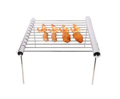 OurLeeme Parrilla para asar, Parrilla para fumadores de acero inoxidable Parrilla portátil para acampar Parrilla para barbacoa Parrilla para acampar compacta plegable para acampar, picnic