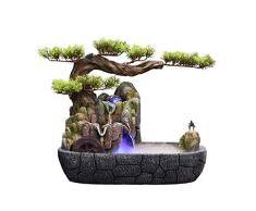 Kiki Fuente de Agua de Escritorio Resina Cubierta de rocalla Cascada Que Fluye Feng Shui Meditación Relajación Fuente de Agua de Escritorio Ornamento decoración de la Oficina Fuentes de Interior