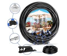 Deyard Sistema de Riego Micro Flow para Refrigeración por Nieblas de Patio para Trampolín de Invernadero para Parque Acuático con Sistema de Distribución Automática de Jardín de 65.6 pies (20 M)