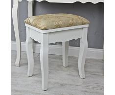 elbmöbel - Taburete (Floral Oro Blanco País tocador Madera Taburete Flores