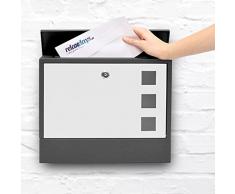 Relaxdays 10017418_260 Buzón de Pared, Negro/Blanco, 10 x 36 x 30 cm