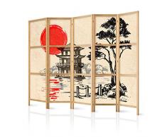 murando - Biombo Japan Oriente Zen 135x171 cm - 3 paneles lienzo de tejido no tejido de alta calidad - tela sintética - separador - madera - design - de moda - hecho a mano - deco – Japón p-B-0026-z-b