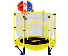 LKFSNGB El Mini trampolín para niños, el trampolín del jardín con Red de Seguridad - patrón de Dibujos Animados, Telas para Saltar, trampolín de Juguete pequeño para Interiores y Exteriores de 150 cm
