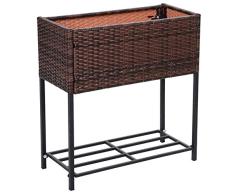 Outsunny Jardinera Exterior para Huerto Urbano Jardinera Rectangular Balcón Alta con Estante 70x30x72 cm Marrón