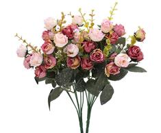 Ramo de rosas artificiales de seda Luyue, 7 tallos y 21 capullos, 2 unidades