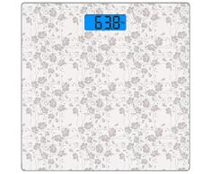 Escala digital de peso corporal de precisión Square Decoración gris Báscula de baño de vidrio templado ultra delgado Mediciones de peso precisas,Belleza natural Flor Dibujado a mano Peonías Ramo Flore