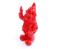 Enano de jardín, frecher - Figura de enanito de jardín Muestra corte de mangas Resina para Jardín y Casa, color rojo - Aprox. 6 cm x 4 cm x 10 cm