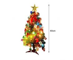lulalula Árbol de Navidad de 24 Pulgadas con Luces Mesa, árbol de Navidad Artificial en Miniatura con Adornos, Las Mejores Decoraciones de Navidad, Verde, A3-24inch/60cm
