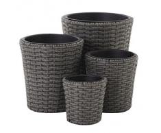 Papillon Rattan - Jardinera, set 4 unidades, 14+16+23+30, color natural