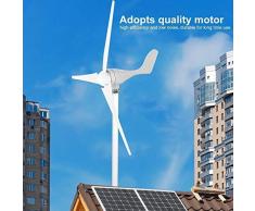 12V 500W Generador de Turbina de Viento Aerogenerador de 3 Palas Turbina Eólica de Aleación de aluminio de Bajo ruido de Alta eficiencia,Color blanco