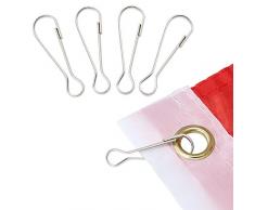 Anley Gancho de Clip de Asta de Bandera, Accesorios Asta de Bandera de Acero Inoxidable - Compatible con Banderas con Arandelas - Paquete de 4