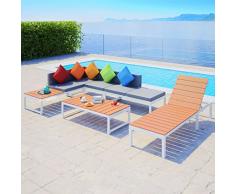 FAMIROSA Set de Muebles de jardín 5 Piezas y Cojines Aluminio y WPC