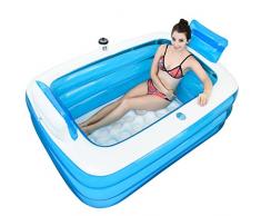 Bañeras con Jacuzzi Hinchable Baño Doble Adulto Lavabo Doble Barril de baño baño Infantil de plástico (Color : Blue, Size : 165cm/65inch)