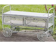 Unbekannt Mesa Carrito Mesa Bar de Jardín Porche Terraza con Ruedas de Hierro y Madera L100cm en Gris Rustico