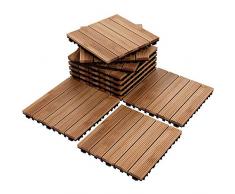 Kimmyer 12x 12 10 Paquetes Baldosas de Pisos de Madera Maciza Que se entrelazan, Pavimentadoras de Patio y Cubiertas de Material Compuesto, para Exteriores e Interiores