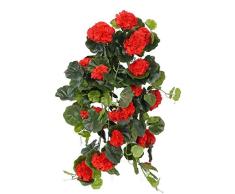artplants.de Decorativo Pelargonium Colgante Anton, 130 Hojas, Rojo, 65cm, Ø 35cm - Planta Artificial - Arbusto sintético