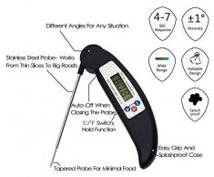 AVAX DT-X - termómetro de cocina Digital LCD plegable sonda de vino, comida, carne, carne, Turquía, barbacoa, Yerba Mate, leche, azúcar, etc. - Rango de temperatura: - 50C para tareas con otros / - 58F al 572F - negro