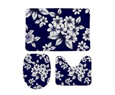 Haoxiang - Juego de 3 alfombrillas de baño con pedestal, diseño floral, muy suave, antideslizante, absorbente, lavable a máquina, Terciopelo coral, Color1, 3 piezas
