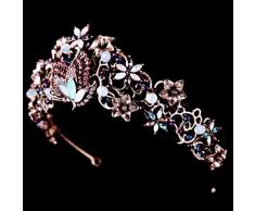 Cremación Memorial Barroco de la mariposa de la vendimia del Rhinestone de la corona pendientes joyas de Europa y América del tocado de la boda vestido de novia accesorios Cremation Jewelry Collar con