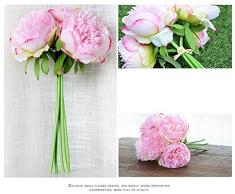 ZUMUii - Ramo con 5 Flores Artificiales, peonias, Rose Profond