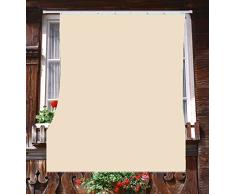 Toldo de exterior para balcón de tela resistente, tamaño 140 x 300 cm de 100% poliéster con anillos, dis.5, beige.