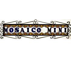 Números casa. Letreros con numeros y letras en azulejo de ceramica policromada, pintados a mano en técnica cuerda seca para placas con nombres, direcciones y señaléctica. Texto personalizable. Diseño MOSAICO MINI 7,3 cm x 3,5 cm. (NUMERO DOS "2")