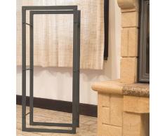 Leña de fuego madera estante 100 cm gris madera cesta para la leña de almacenamiento estantes madera de almacenamiento