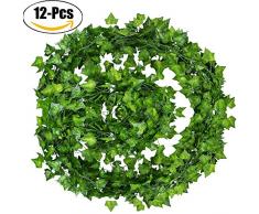 Beito 12 unidades de 84 pies de hiedra artificial de hiedra de hiedra artificial para boda guirnalda falso follaje flores hogar cocina jardín oficina boda decoración de pared