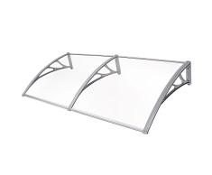 SONGMICS Marquesina para Puertas Ventanas Toldo Cubierta de policarbonato de 3 mm Transparente 155 x 75 cm GVH158