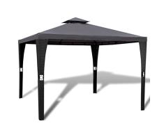 SENLUOWX Gazebo de Poli Ratán con Techo para Fiesta y Boda Evento al Aire LibreColor Gris Oscuro, 3 x 3 m