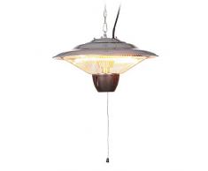 DURAMAXX Hitz cabeza Estufa infrarrojos de techo Estufa de cuarzo para la manta (2 niveles, 750/1500 W, para aprox. 9 m² superficie, incluye cadena para colgar) Plata