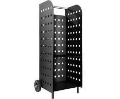 TecTake Carretilla para leña de chimenea Carretilla para leña Vagón de madera Leña Hogar Carreta de madera CHIMENEA Cesta Fuego NEGRO