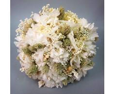 Ramo de novia de hortensia blanca y espigas.