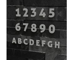 Número 1 para casas (fuente moderna), stainless steel (brushed), 20 cm