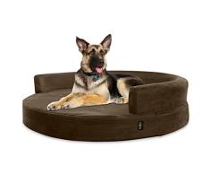 KOPEKS Sofa Redondo Cama Marrón para Perro Perros Mascotas Extra Grande XL con Memoria Viscoelástica Colchón Ortopédico 127 cm Diámetro - Round Lounge XL Brown