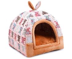 Hanshu - Casa para mascotas 2 en 1, incluye un sofá interior suave y cálido lavable. Cama como forma de iglú para perros y gatos
