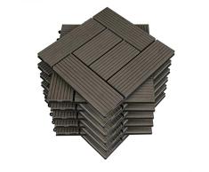 WOLTU 11x Suelo de WPC Baldosas de Madera Exterior para Porche Patios Jardin, 30 x 30 cm 1m² Suelo de Exterior Compuesta Azulejos Baldosas de WPC para Terraza Café