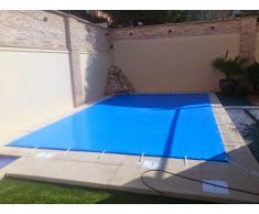 Cubierta de piscina invierno de 12,30x6,30 metros. (En una piscina de 12x6 metros la lona cubriría 15cm sobre todo el contorno de la piedra de coronación de la piscina). Color Azul(exterior)/Negro(interior). " Toldo protección