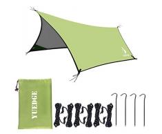 YUEDGE Lona Rainfly Portátil Ligero Impermeable Tarpaulin Cubierta de la Lluvia Tienda de Campaña Parasol Refugio para Camping Senderismo Playa Picnic (XL)