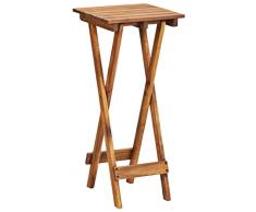 UnfadeMemory Mesa Plegable de Jardin Exterior,Mesa Auxiliar para Plantas,Soporte para Planta,Madera Maciza de Acacia (30x30x67cm)
