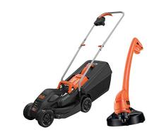 Black+Decker BEMW351GL2 - Cortacésped eléctrico (1000 W, 32 cm de ancho de corte, ajuste de altura de corte triaxial, depósito de 35 l, incluye desbrozadora de 200 W)
