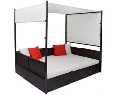 Festnight Tumbona de Ratán con Toldo Marrón