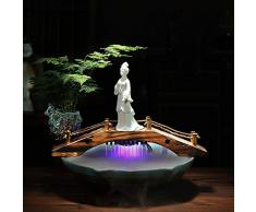 Fuente de Mesa,Fuente Zen de Mesa Bella Fuente de Agua Fuente de la Sala de Estar Fuente de Mesa con luz Decorativo de Mesa Regalos de Empresa-Blanco 14pulgada