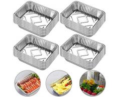 INTVN Bandeja de goteo para barbacoa - Desechables Bandeja de aluminio - Ideal para hornear, asar y cocinar - Tamaño estándar 7.3 pulgadas x 5.3 pulgadas (Paquete de 20)