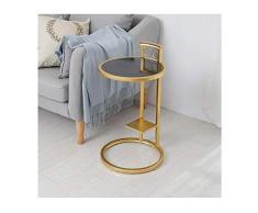 MMWYC Nordic Muebles Mesa Lateral de Esquina Hierro Forjado Oro té de Mesa Modelo Sala Sofá Lado Varias nórdica Metal 60X40X70cm (Color : Black)