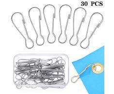 Hotop 30 Clips de Asta de Bandera Accesorio de Asta de Bandera de Acero Inoxidable Gancho de Presión de Astas de Bandera con Caja de Almacenamiento, Compatible con Asta de Bandera