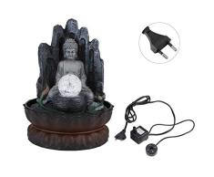 Decoracion Zen, Fuente De Zen única Forma De Buda Fuente De Interior Fuente De Escritorio Decoración Resina Adorno De Mesa para El Hogar con Luz Led Feng Shui Decoracion (220V)