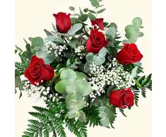 RAMO DE 6 ROSAS ROJAS NATURALES - ENTREGA EN 24 HORAS - FLORES FRESCAS